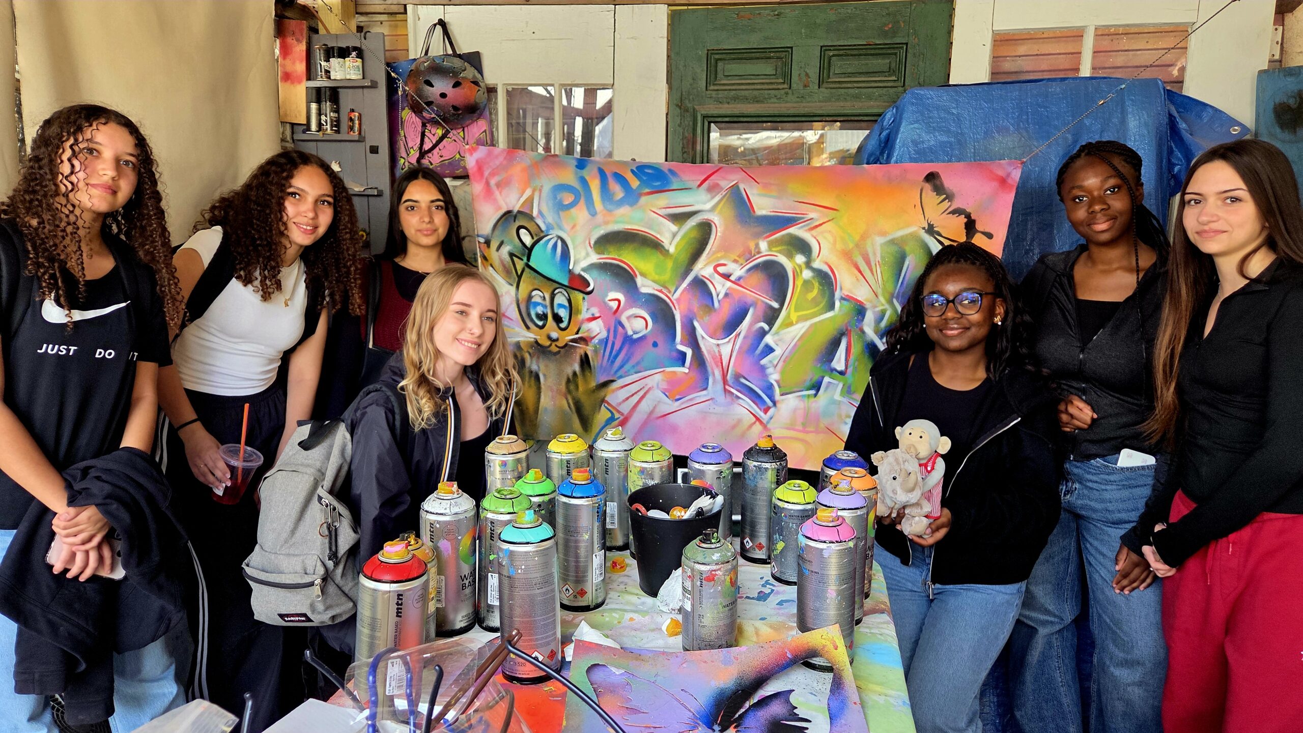 atelier graffiti new york avec un groupe scolaire street art avec un groupe scolaire Brooklyn atelier graffiti